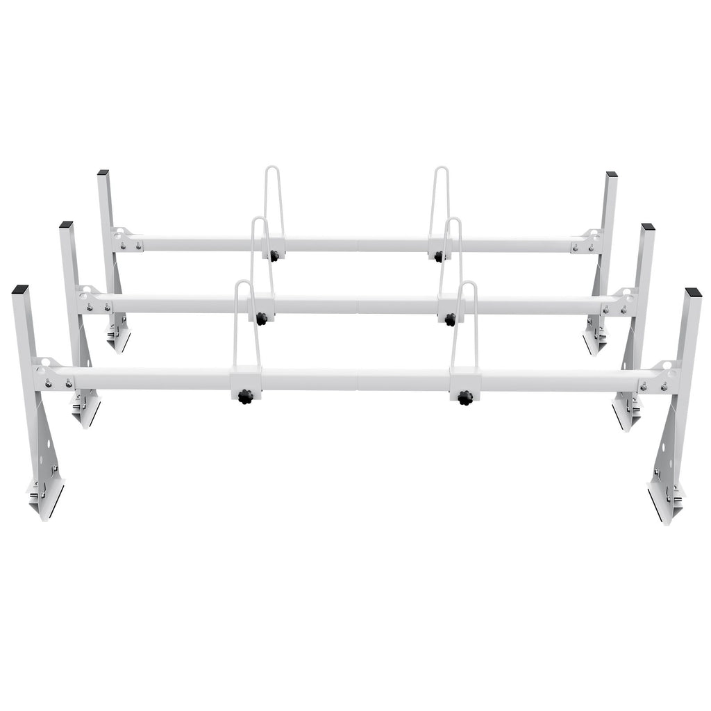 Trailer Ladder Rack, 59" Adjustable Roof Rack, 3 Crossbars Van Roof Ladder Rack with Straps, 800 lbs Capacity Steel, Fit for Chevrolet Express 1500 2500 3500/ Ford E150 E250 E350/ GMC Savana