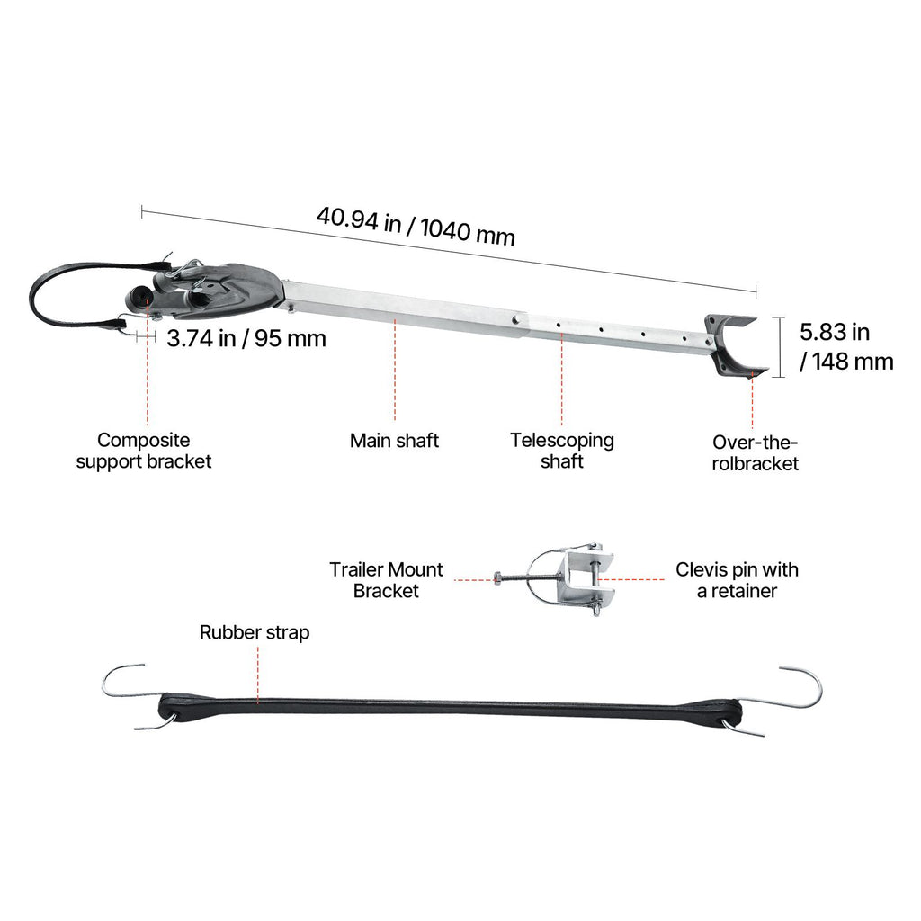 Transom Saver, 24-36 in, Adjustable Boat Transom Saver with Heavy-Duty Head, Corrosion-Resistant Easy-to-Install Transom Savers for Less Than 100 HP Outboard Motor , Fit for Roller & Trailer