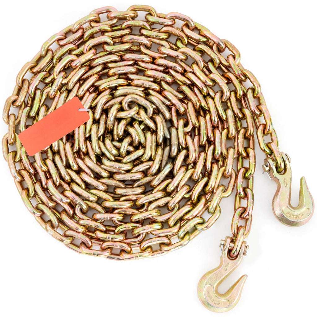 Transport Binder Chain, 7100 lbs Working Load Limit, 3/8'' x 20' G80 Tow Chain Tie Down with Grab Hooks, DOT Certified, Galvanized Coating Manganese Steel for Dock Factory Construction Site image 2