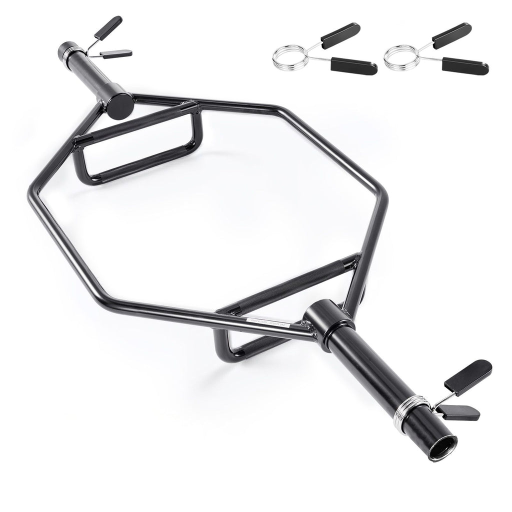 Trap Bar Hex Bar, 2-Inch Hex Barbell, 800 LBS Capacity Shrug Bars with Knurled Grips, Weightlifting and Strength Training Equipment, Home Gym for Squats, Deadlifts, Shoulder Presses, Black