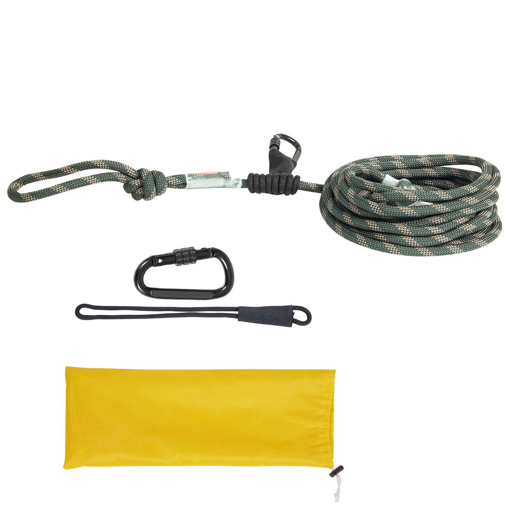 Tree Stand Safety Rope, 30 ft/91.44 m Treestand Lifeline Rope 30KN Breaking Tension, 0.6'' Hunting Safety Line with Prusik Knot, 2pcs Carabiner and Silencer, for Treestrap and Climbing