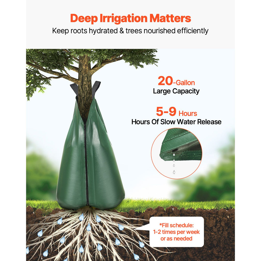Tree Watering Bag, 12 Packs 20 Gallons Watering Bags for New Trees, 5-9 Hours Slow Release Refillable Tree Drip Irrigation Bags with Zipper, Durable Tree Watering System for Deep Root Targeting image 2