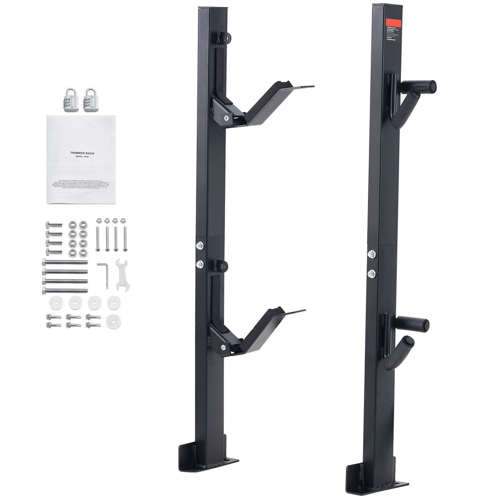 Trimmer Rack, 2 Place Weeder Trimmer Rack, Trim Holder Trailer Rack Carrier with Zinc Alloy Password Lock, Mount On Landscape Truck Trailer Enclosed Trimmer Rack Weed Eater Racks, Pair