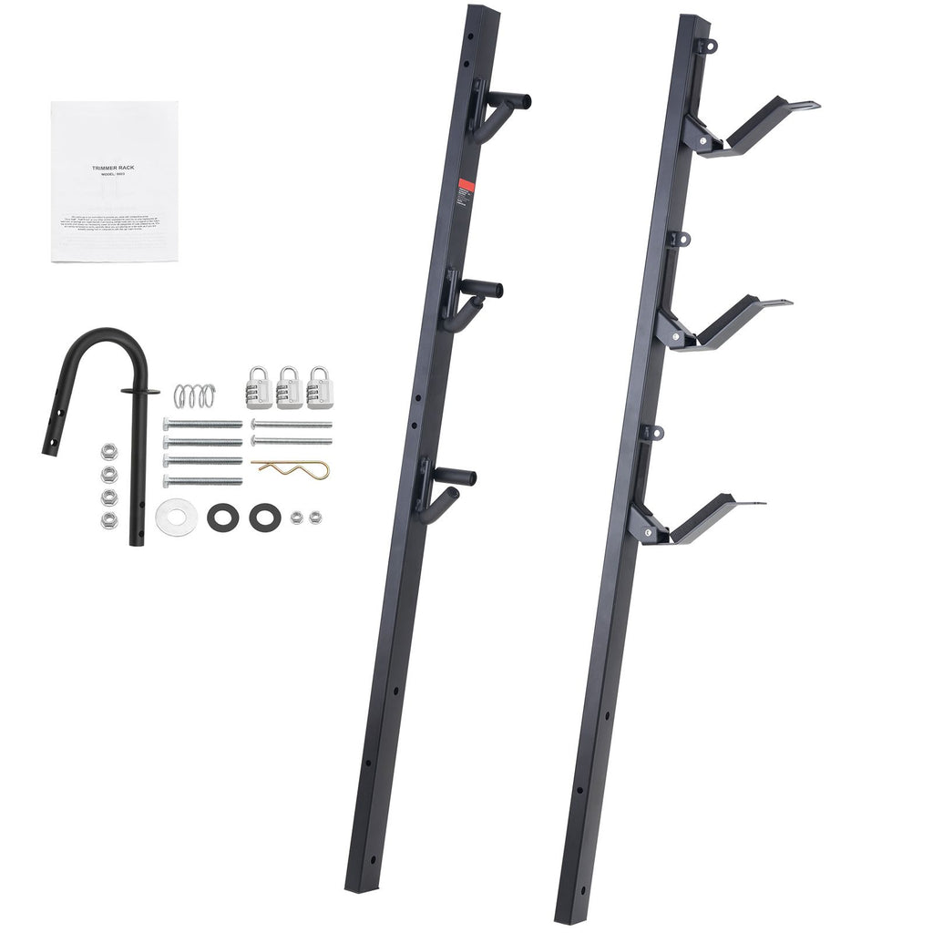 Trimmer Rack, 3 Place Weeder Trimmer Rack, Locking Trim Holder Landscape Trailer Rack Carrier Mount on Open Pickup/Trailer Enclosed Trailers, Pair
