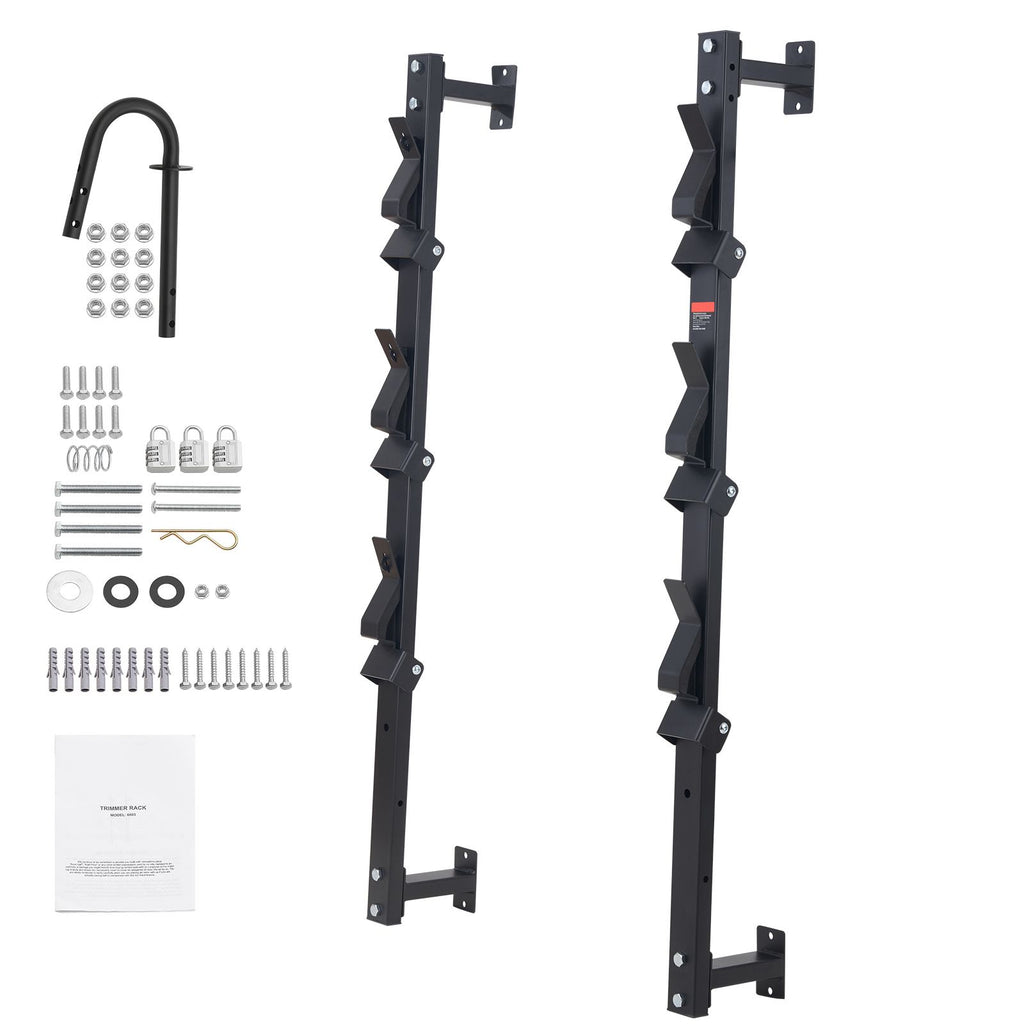 Trimmer Rack, 3 Place Weeder Trimmer Rack, Trim Holder Trailer Rack with Zinc Alloy Password Lock, Wall-mounted or Mount on Enclosed Trailer Landscape Weed Eater, Pair