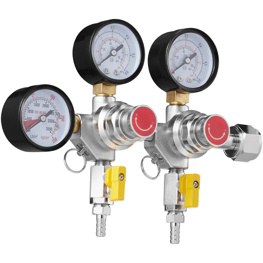 Triple Gauge Regulator, CO2 Regulator Gauge with 0-60PSI, Heavy Duty CO2 Gauge Gas System, Draft Beer Regulator with Check Valve, Adjustable Pressure Regulator for Draft Beer Homebrew, CGA320