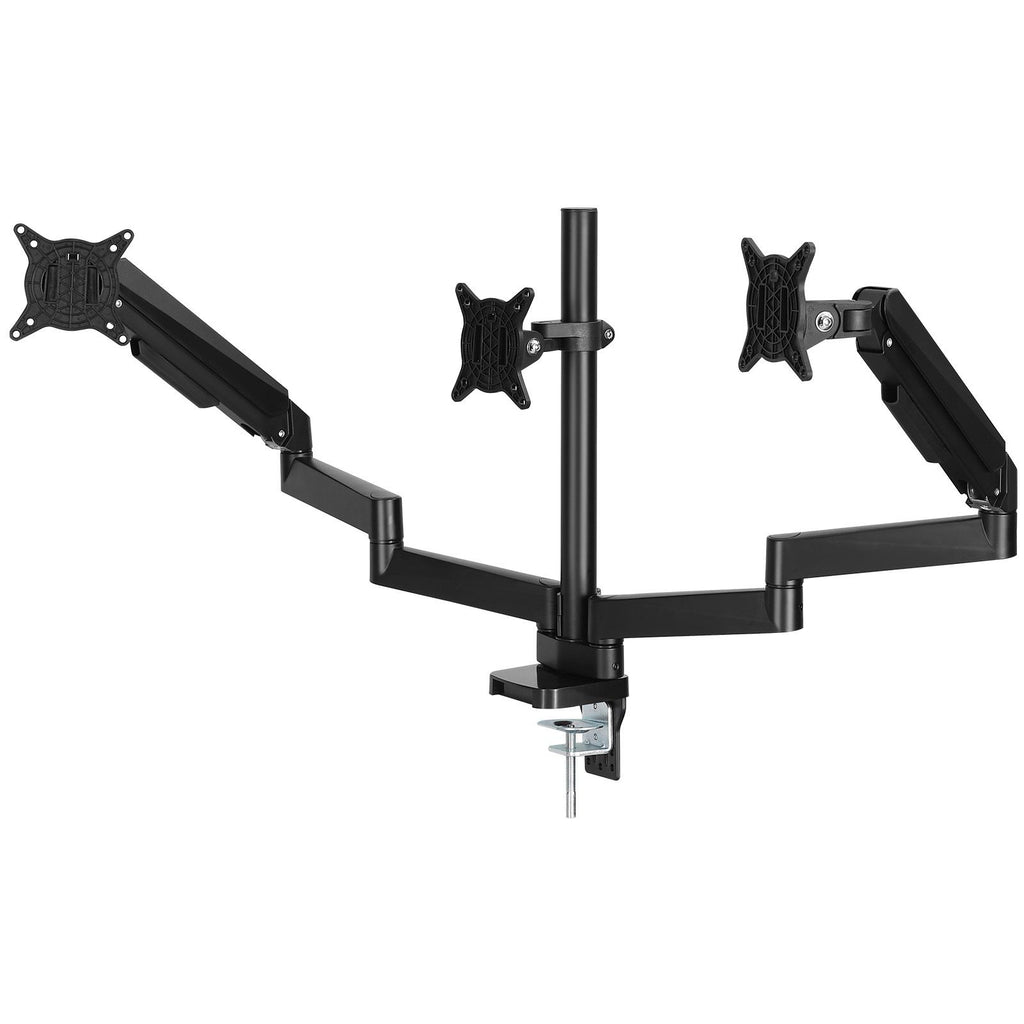Triple Monitor Mount, Supports 13"-27" Screens, Fully Adjustable Gas Spring Monitor Arm, Holds up to 20 lbs per Arm, Triple Monitor Stand with C-Clamp/Grommet Mounting Base, VESA Mount 75/100 mm
