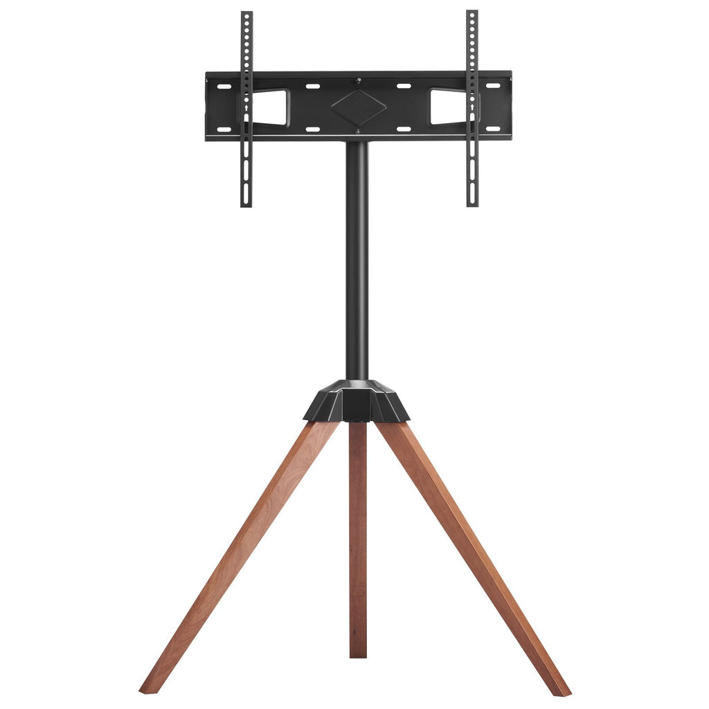 Tripod Easel TV Stand, for 40-65 inch Flat Screen/Curved TVs Up to 99 lbs, 18° Left-Right Rotation Portable TV Stand with Oak Wood Legs, for Bedroom, Living Room, Studio, MAX VESA 600 x 400 mm