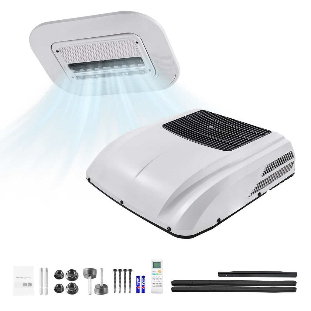 Truck Air Conditioner, 12V 10000 BTU RV Rooftop AC Unit, 350 m³/h Airflow Cab Air Conditioner with Copper Evaporator, Quiet A/C Unit Fast Cooling for Semi Truck Trailer Motorhome Tractor Caravan