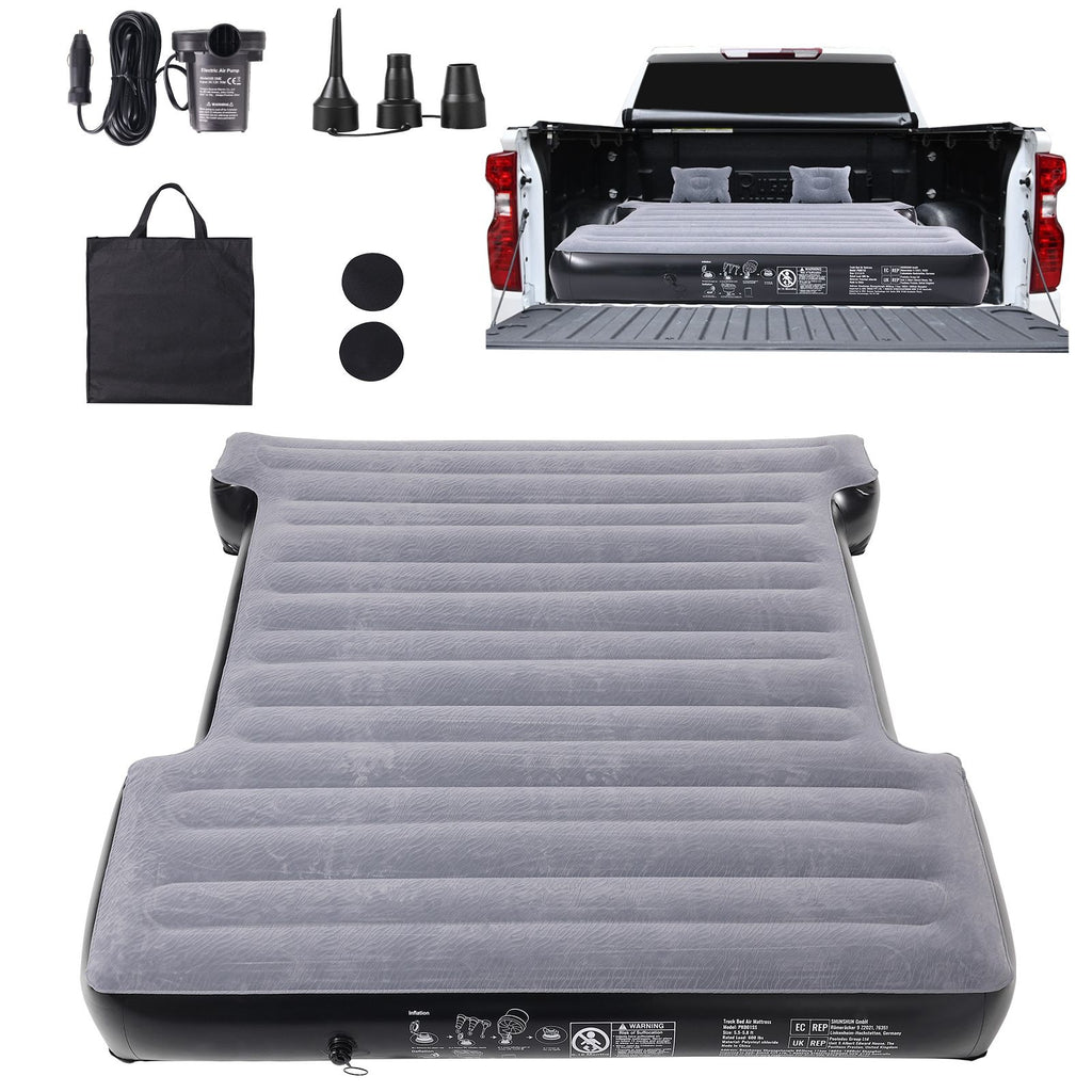 Truck Bed Air Mattress, for 5.5-5.8 ft Full Size Short Truck Beds, Inflatable Air Mattress Camping Bed with 12V Air Pump 2 Pillows, Carry Bag, for Silverado, RAM, F Series, Sierra, Titan, Tundra