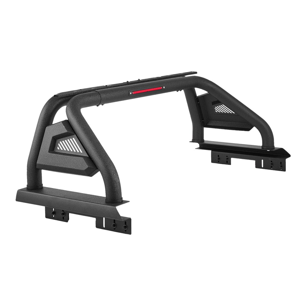 Truck Bed Roll Bar, Universal Pickup Sport Adjustable Bar Chase Rack Compatible with Mid-Size Truck, Carbon Steel Construction with LED Brake Light, No Rack Included