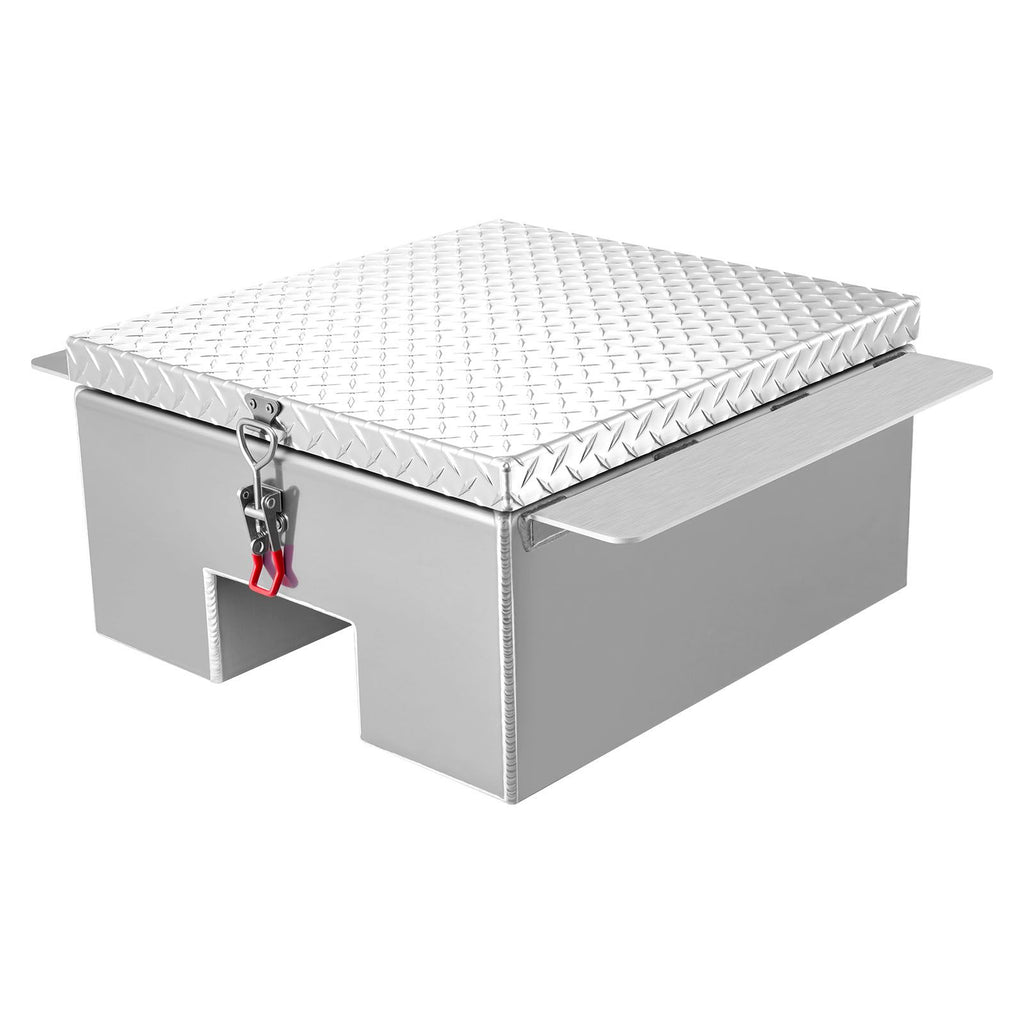 Truck Bed Tool Box, Heavy Duty Aluminum Tool Box with Diamond Plate, Storage Toolbox Chest Organizer Supports up to 220 lbs, Ideal for Pickup, Truck Bed, RV, Trailer, 30.3 x 24 x 12.2 in, Silver