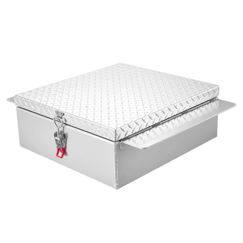 Truck Bed Tool Box, Heavy Duty Aluminum Tool Box with Diamond Plate, Storage Toolbox Chest Organizer Supports up to 220 lbs, Ideal for Pickup, Truck Bed, RV, Trailer, 30.3 x 24 x 9 in, Silver