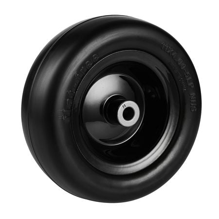 Tubeless Mower Wheels, 11x4-5" Size, Pair of Flat-Free PU Tires on Rims, 3.4" Hub, 3/4" Bushing, Includes 20 Adapters, Suitable for Riding Mowers and Lawn Tractors