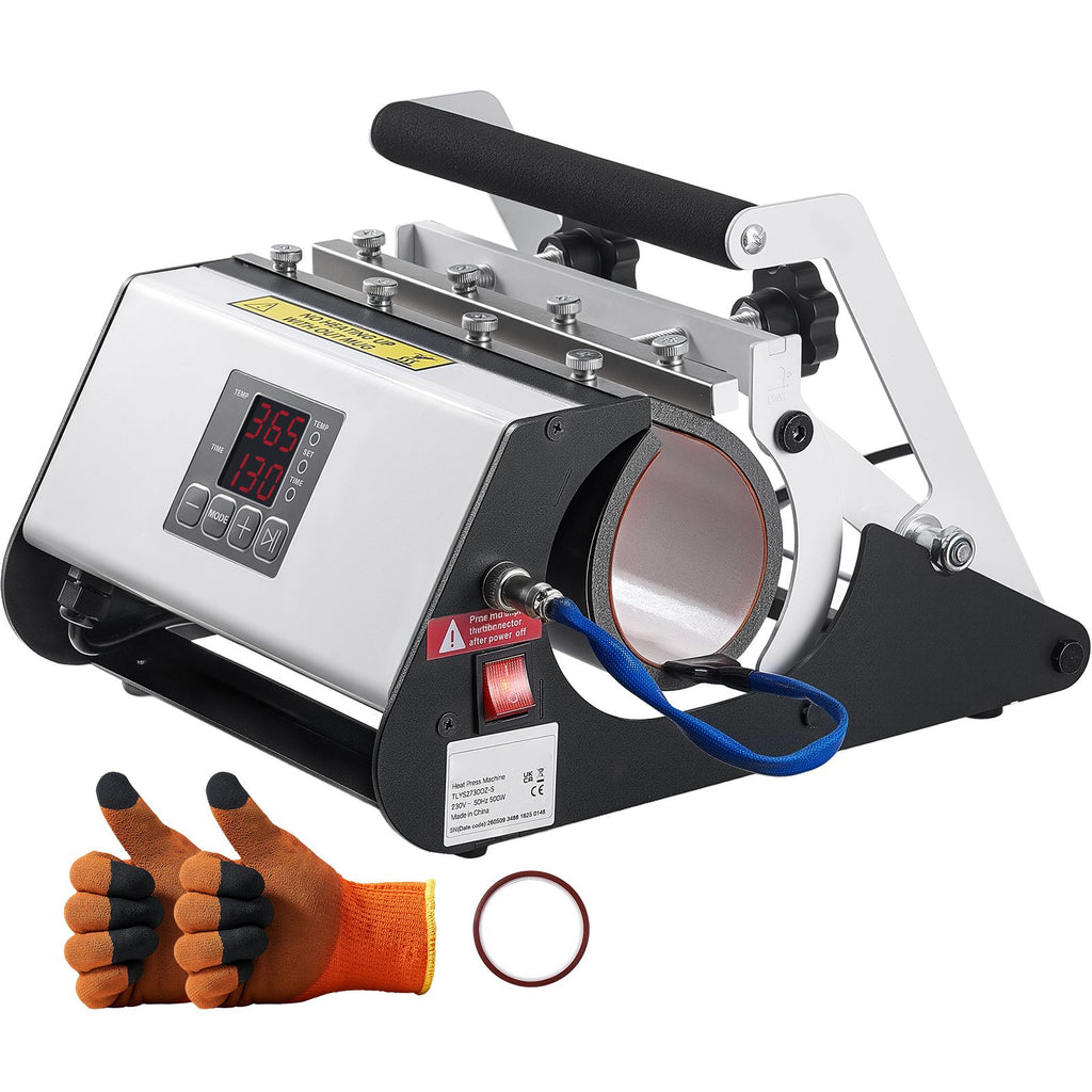 Tumbler Heat Press Machine, 11-30 oz Mug Press, Fast and Even Heating, with Tape and Gloves, Easy Temp and Time Setting, Heat Transfer for Sublimation Tumblers, Cups, Mugs, Black and White