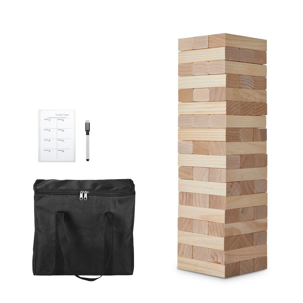 Tumbling Timber Toy, 54 Blocks Medium Tumble Tower Blocks Game, Pine Wood Tumbling Tower Game with Carry Bag and Scoreboard, Wooden Stacking Game, Tumble Tower Family Games for Indoor/Outdoor