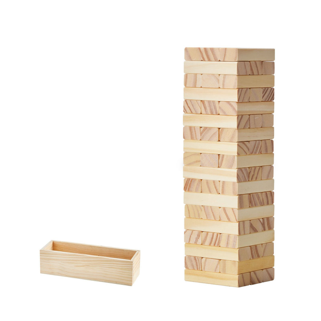 Tumbling Timber Toy, 54 Blocks Tumble Tower Blocks Game, Pine Wood Tumbling Tower Game with Storage Crate, Wooden Stacking Game for 1 or More Players, Tumble Tower Family Game for Indoor/Outdoor