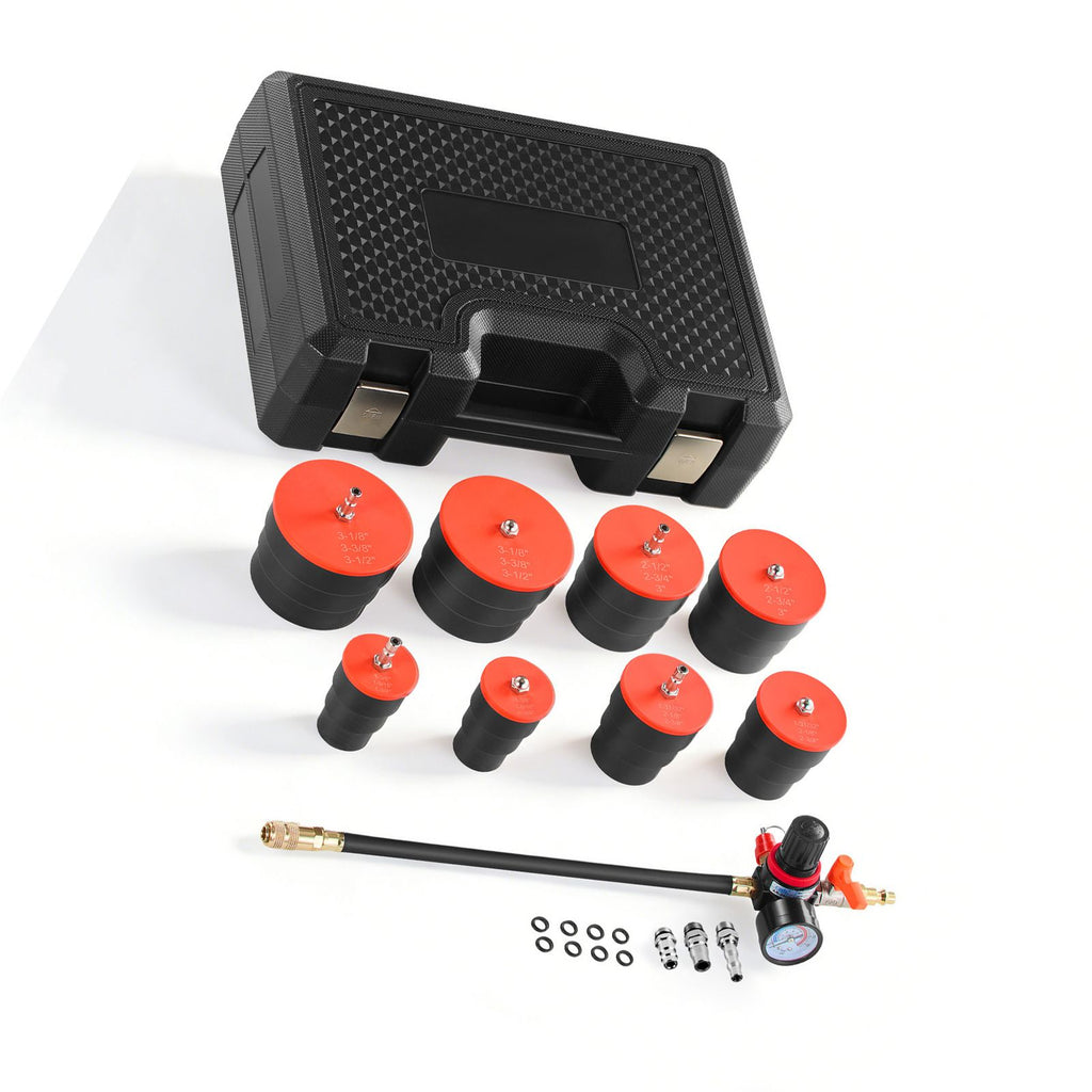 Turbo Boost Leak Tester Kit, 0-80 PSI Valve Gauge Range, Turbo System Leakage Tester Set with 4 Pairs of Stepped Adapters 1-3/8" to 3-1/2" & Air Fittings for Intercooler and Intake Piping Test