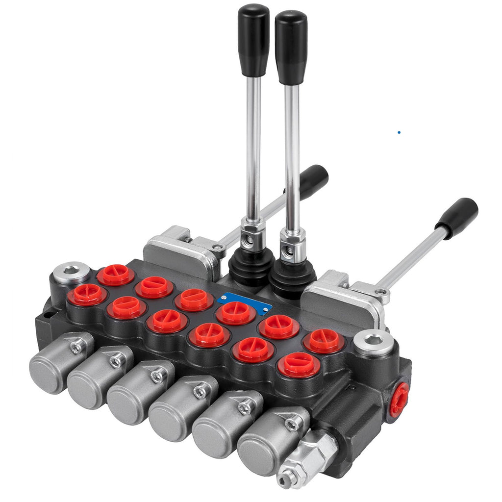 Tuspuzz Hydraulic Directional Control Valve, 6 Spool Hydraulic Spool Valve, 11 GPM Hydraulic Loader Valve, 4500 PSI Directional Control Valve, Hydraulic Valves and Controls for Tractors Loaders Tanks