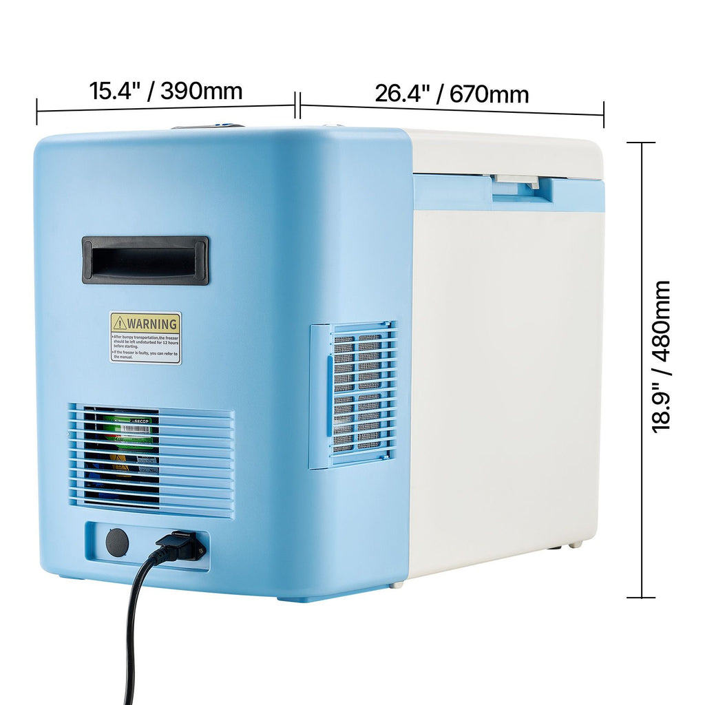 Ultra Low Temperature Freezer, 25 L, -40 to -123 F Adjustable Temp Range, with Digital Display, 304 Stainless Steel Liner, Portable Low Temperature Lab Freezer for Laboratory Samples Storage