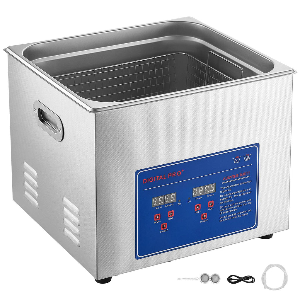 Ultrasonic Cleaner 15L-Class Capacity Ultrasonic Parts Cleaner 40kHz, Digital Time and Temp Control, Stainless Steel Ultra Sonic Cleaning Machine with Cleaning Baskets, for Auto Parts, Glasses