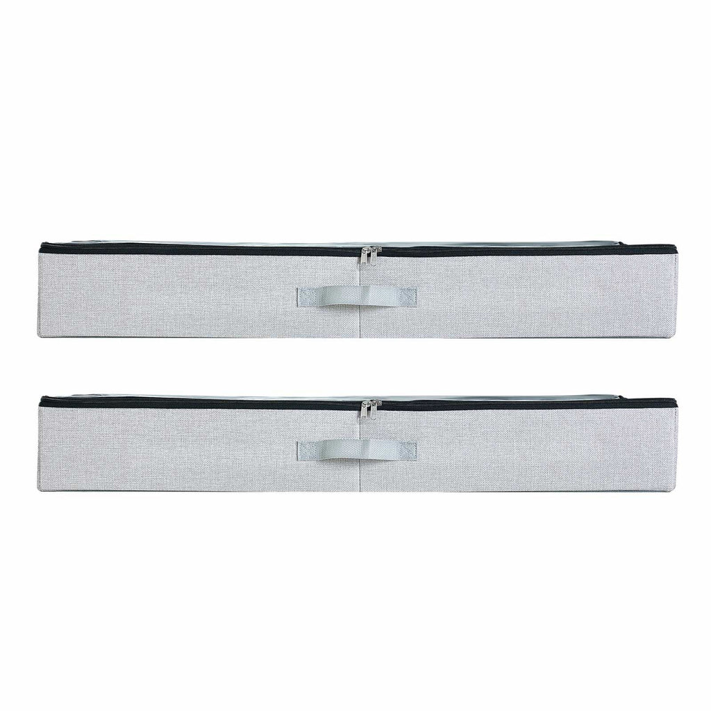 Under Bed Storage with Clear Lids, 33.5 x 16.9 x 4.7 Inch, 45L Large Underbed Clothes Storage Containers, Low Profile Under Bed Drawer Shoe Organizer Bins Box for Blanket Shoe Bedroom, 2 Pack