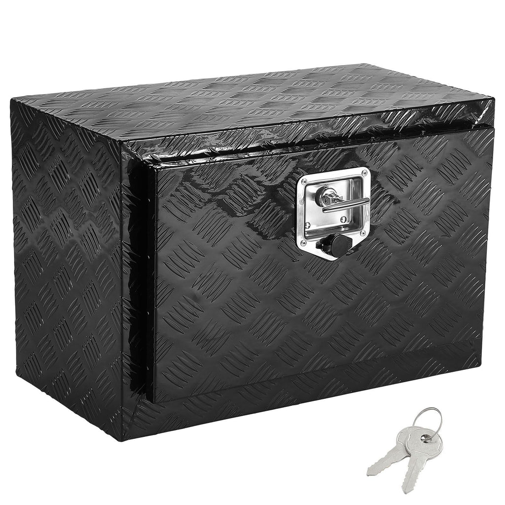 Underbody Truck Box, 24" x 14" x 16" Pickup Storage Box, Heavy Duty Aluminum Diamond Plate Tool Box with Lock and Keys, Waterproof Trailer Storage Box with T-Handle Latch for Truck, Van, Trailer
