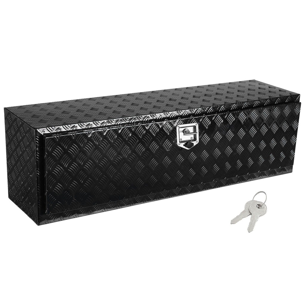 Underbody Truck Box, 60" x 17" x 18" Pickup Storage Box, Heavy Duty Aluminum Diamond Plate Tool Box with Lock and Keys, Waterproof Trailer Storage Box with T-Handle Latch for Truck, Van, Trailer