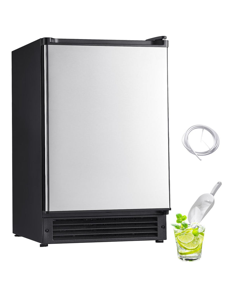 Undercounter Built-in Ice Maker, 15 Lbs/Day Under Counter Ice Maker Machine with Reversible Door Stainless Steel, Freestanding Ice Maker for Commercial Home Kitchen, No Drain Required
