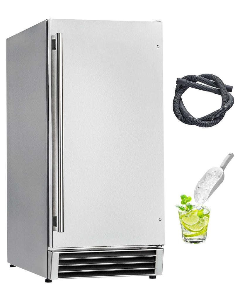 Undercounter Built-in Ice Maker, 50 Lbs/Day Under Counter Ice Maker Machine with Reversible Door Stainless Steel, Freestanding Ice-Making Machine for Restaurant, Outdoor Kitchen, Terrace, Pool
