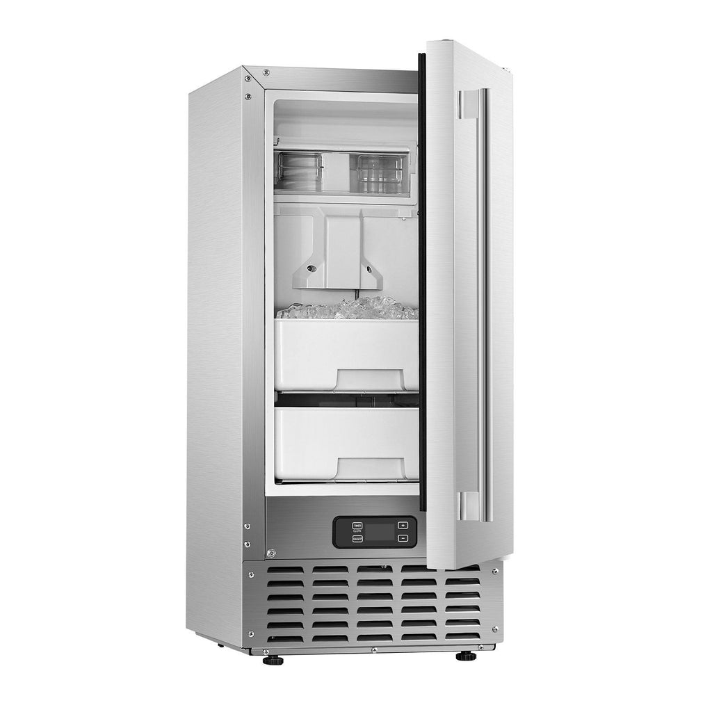 Undercounter Built-in Ice Maker, 66 Lbs/Day Under Counter Nugget Ice Maker Machine with Reversible Door Stainless Steel, Freestanding Ice Maker for Commercial Home Kitchen, Electric Drainage