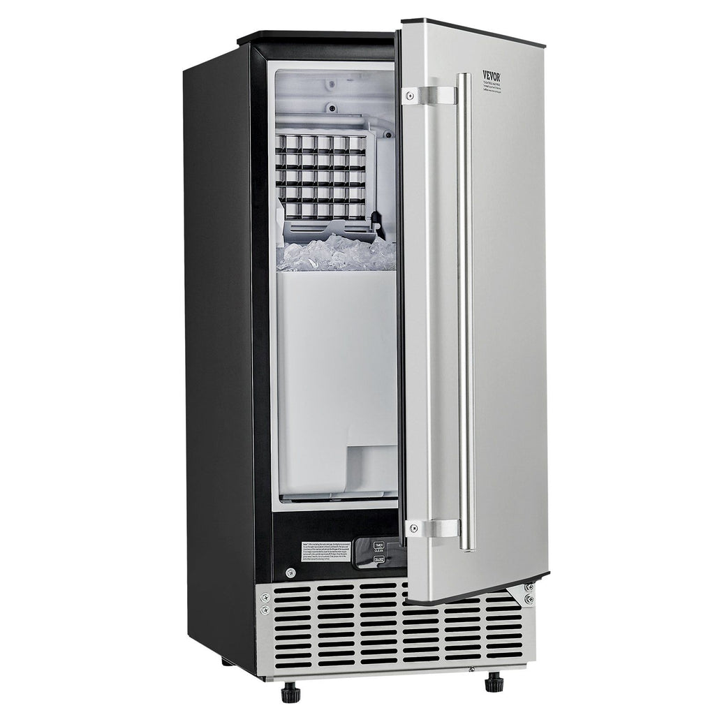Undercounter Built-in Ice Maker, 80 Lbs/Day Under Counter Ice Maker Machine with Reversible Door Stainless Steel, Freestanding Ice Maker for Commercial Home Kitchen, Electric Drainage