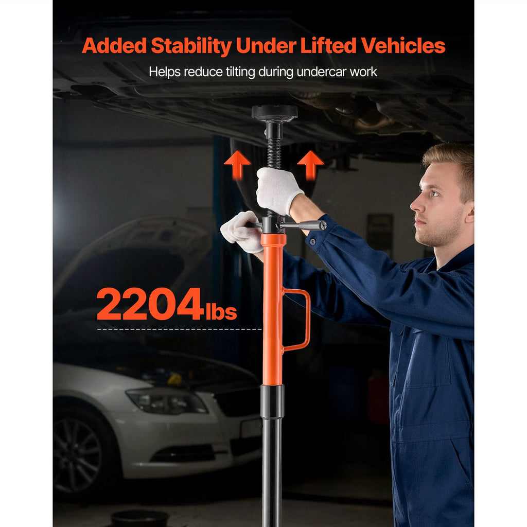Underhoist Support Stand, 1 Ton (2204 lbs) Capacity Under Hoist Jack Stand with Handle, Adjustable Height, Bearing Mounted Spin Handle, Self-Locking Threaded Screw, Support Vehicle Components