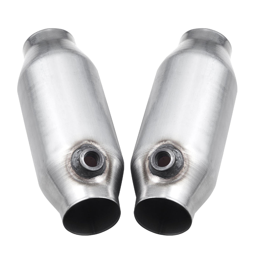 Universal Catalytic Converter, 2.5 Inch Inlet/Outlet, 2 Pack High Flow Car Catalytic Converter with O2 Port, Direct Replacement, Stainless Steel Material, for Quick Exhaust Gas Purification