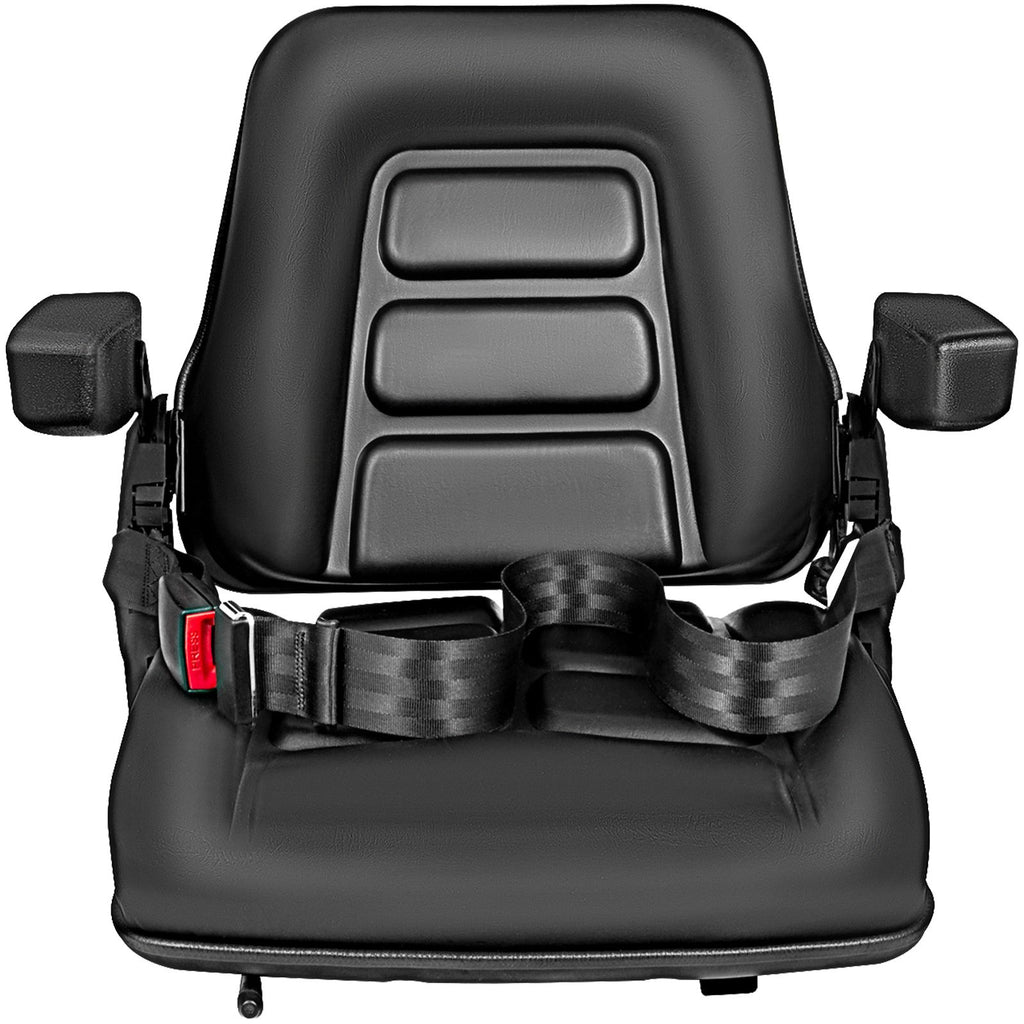 Universal Fold Down Forklift Seat with Retractable Safety Belt, Armrest,Adjustable Seat for Excavator, Forklift, Tractor, Skid Loader, Backhoe Dozer Telehandler