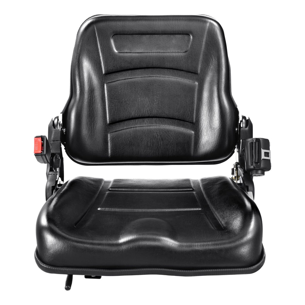 Universal Forklift Seat, Fold Down Tractor Seat with Adjustable Angle Back, Micro Switch and Retractable Seatbelt, 6.3-13.4 inch Slot Forklift Seat for Tractor Loader Excavator