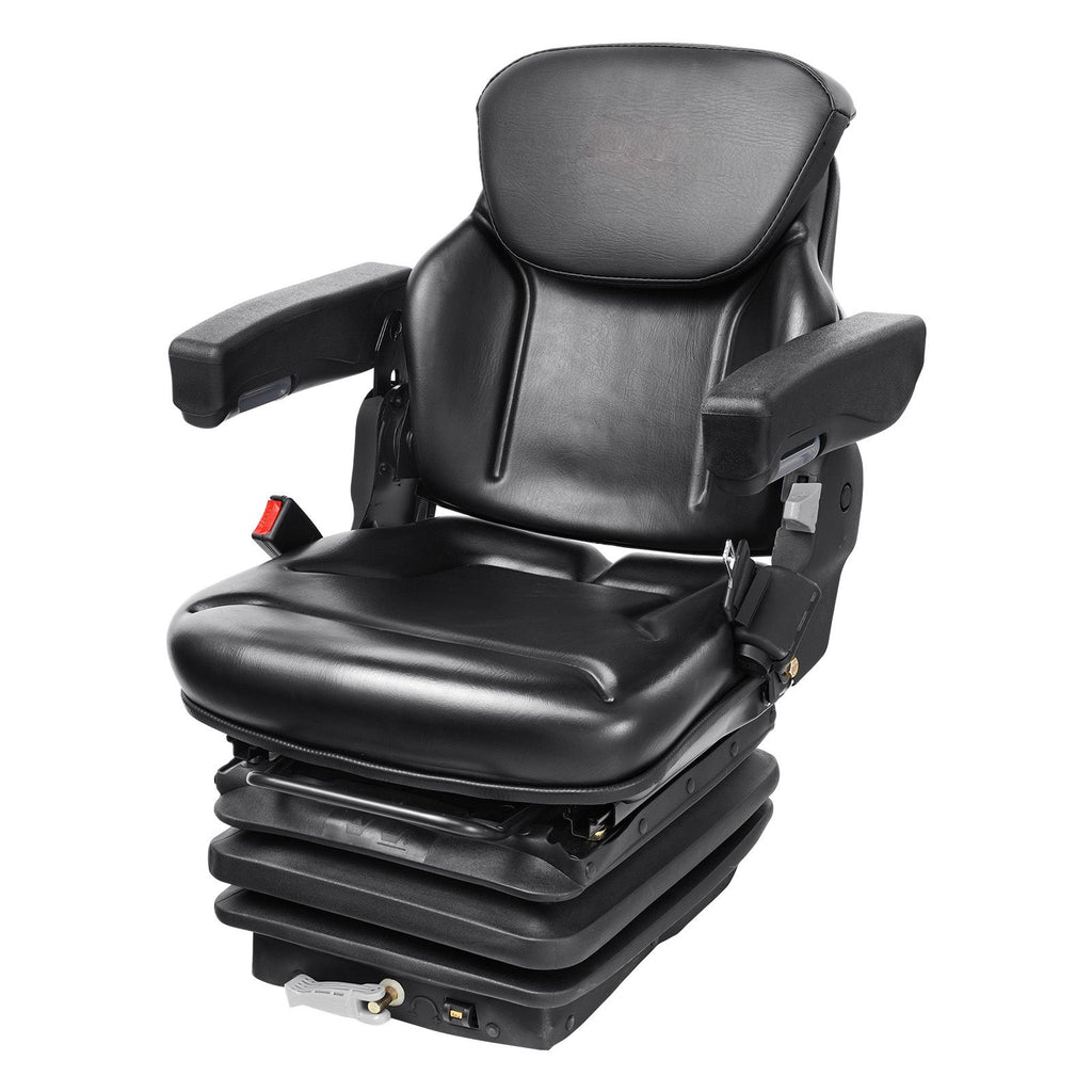 Universal Tractor seat Suspension, Fold Down Forklift Seat with Adjustable Angle Back, Micro Switch, Seatbelt and Armrests, 3-level Shock Absorption Tractor Seat for Tractor Loader Excavator