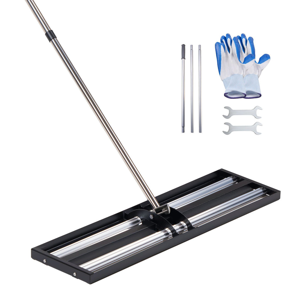 Updated Lawn Leveling Rake with Roller, 36" x 10" Stainless Steel Lawn Leveler with 83.9" Adjustable Handle, Heavy Duty Yard Leveling Rake, Effort Saving Lawn Leveling Tool for Yard Golf Court