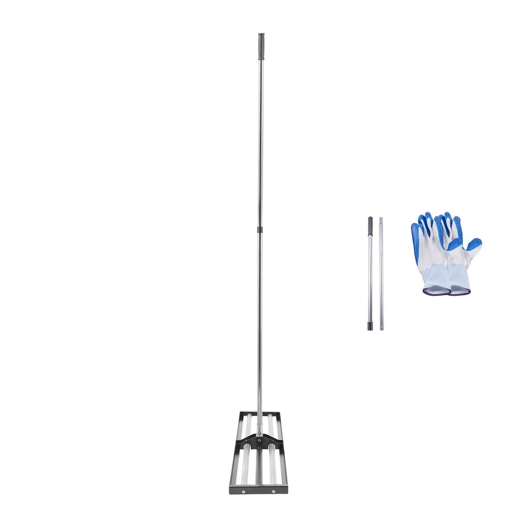 Updated Lawn Leveling Rake with Roller, 48'' x 10" Stainless Steel Lawn Leveler with 83.9'' Adjustable Handle, Heavy Duty Yard Leveling Rake, Effort Saving Lawn Leveling Tool for Yard Golf Court
