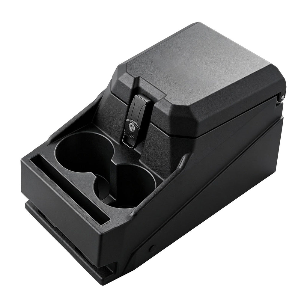 UTV Center Console Bench Seat Box Lockable Armrest Storage Box, HDPE Central Console Tools Organizer with Cups and Phone Holder - Compatible with Polaris Ranger & 2017-2026 Can-Am Defender
