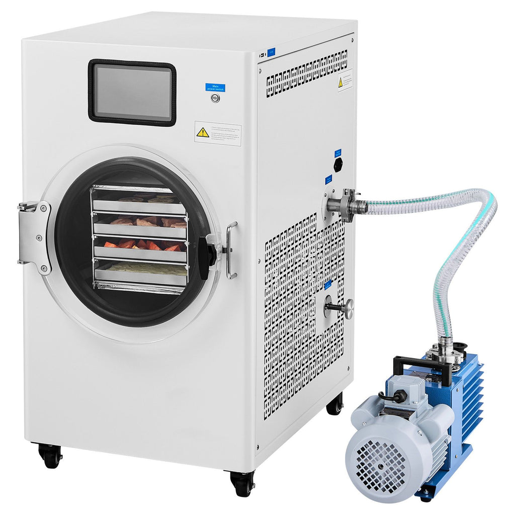 Vacuum Freeze Dryer Machine, 8.8-13.2 LBS/Batch Food Freeze Drying Machine with 4-Layer Trays, Vacuum Pump, Adjustable Timer and Temperature Control, for Fruits Vegetables Meat, White