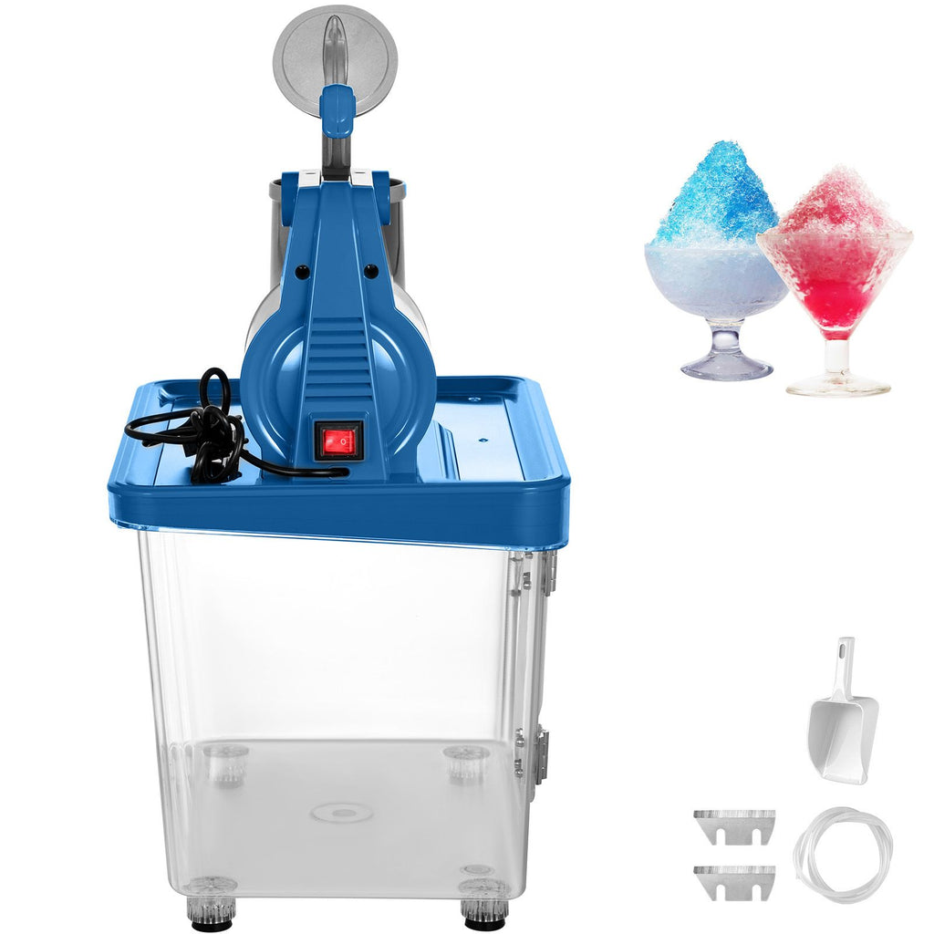 VEVO 110V Commercial Electric Ice Shaver 440lbs/h, Snow Cone Machine with Dual Blades, Stainless Steel Shaved Ice Machine for School, Church, Restaurants Bars
