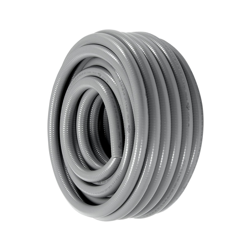 1-Inch Flexible Electrical Conduit, 100 ft, PVC Liquid-Tight Conduit Non-Metallic with 5 Straight and 5 90-Degree Conduit Connector Fittings, for Air Conditioning Motor Controller Pump, IP65
