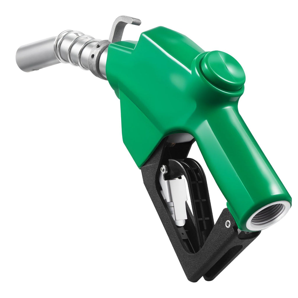 1 Inch NPT Automatic Fuel Nozzle, Max Flow Rate 21.6 GPM, Auto Shut Off Diesel Gas Pump Nozzle with 3-Speed Trigger Lock & 1-3/16 in (OD=30.1 mm) Spout for Gasoline, Diesel, Kerosene, Green