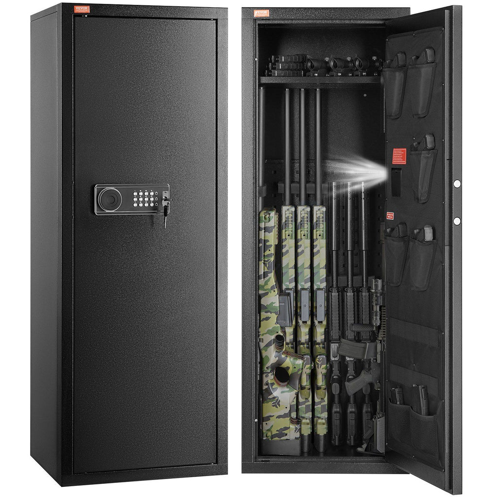 10-12 Rifles Gun Safe, Rifle Safe with Lock & Digital Keypad, Quick Access Tall Gun Storage Cabinet with Removable Shelf, Rifle Cabinet for Home Rifle and Shotguns