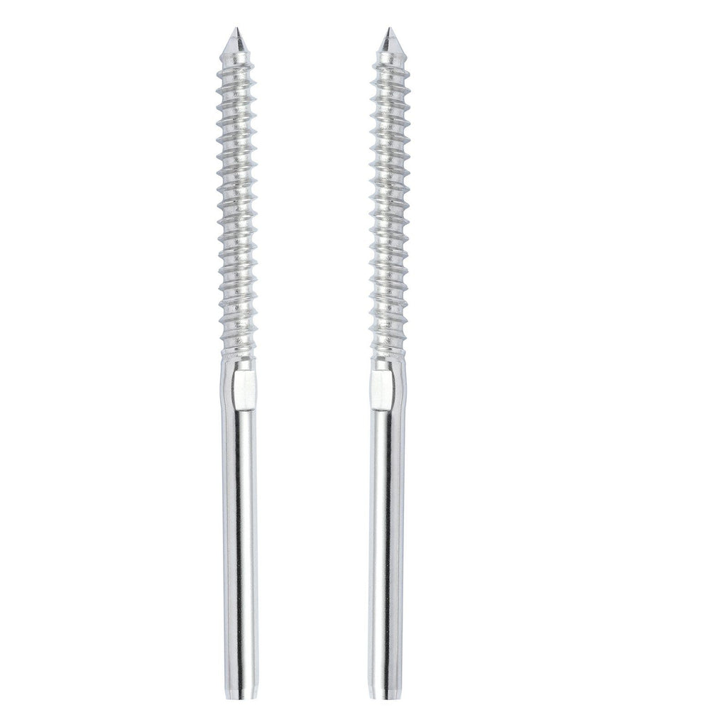 102 Pack Cable Railing Swage Threaded Stud Tension End Fitting Terminal for 1/8" Deck Cable Railing, T316 Stainless Steel, Cable Railing Tensioner 1/8" for Wood/Metal Post, Silver