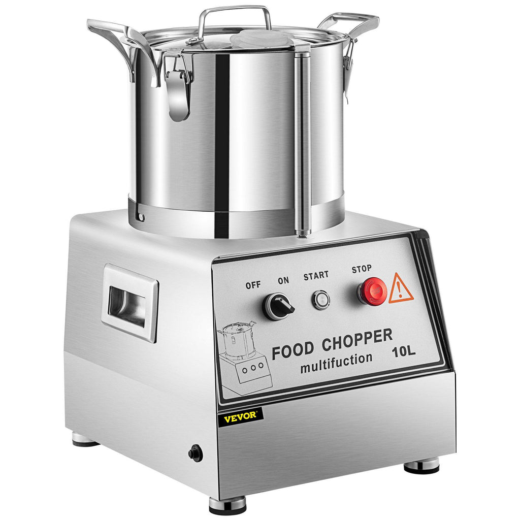 110V Commercial Food Processor 10L Capacity 1100W Electric Food Cutter 1400RPM Stainless Steel Food Processor Perfect for Vegetable Fruits Grains Peanut Ginger Garlic