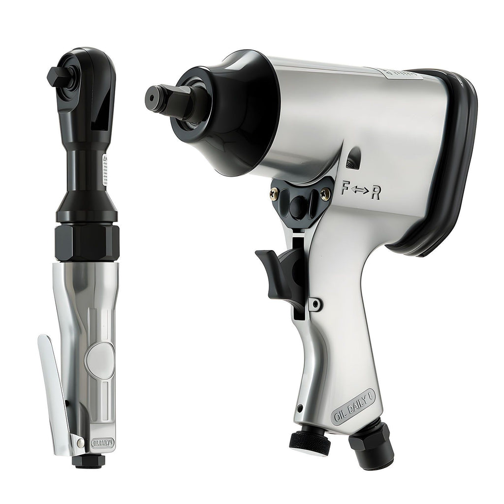 1/2" Air Impact Wrench & 3/8" Ratchet Wrench Combo, 19 Pieces Pro Air Tool and Accessories Kit - Includes 10PCS CR-V Steel Impact Socket Set & Carrying Case for Auto Repair, Home DIY Projects