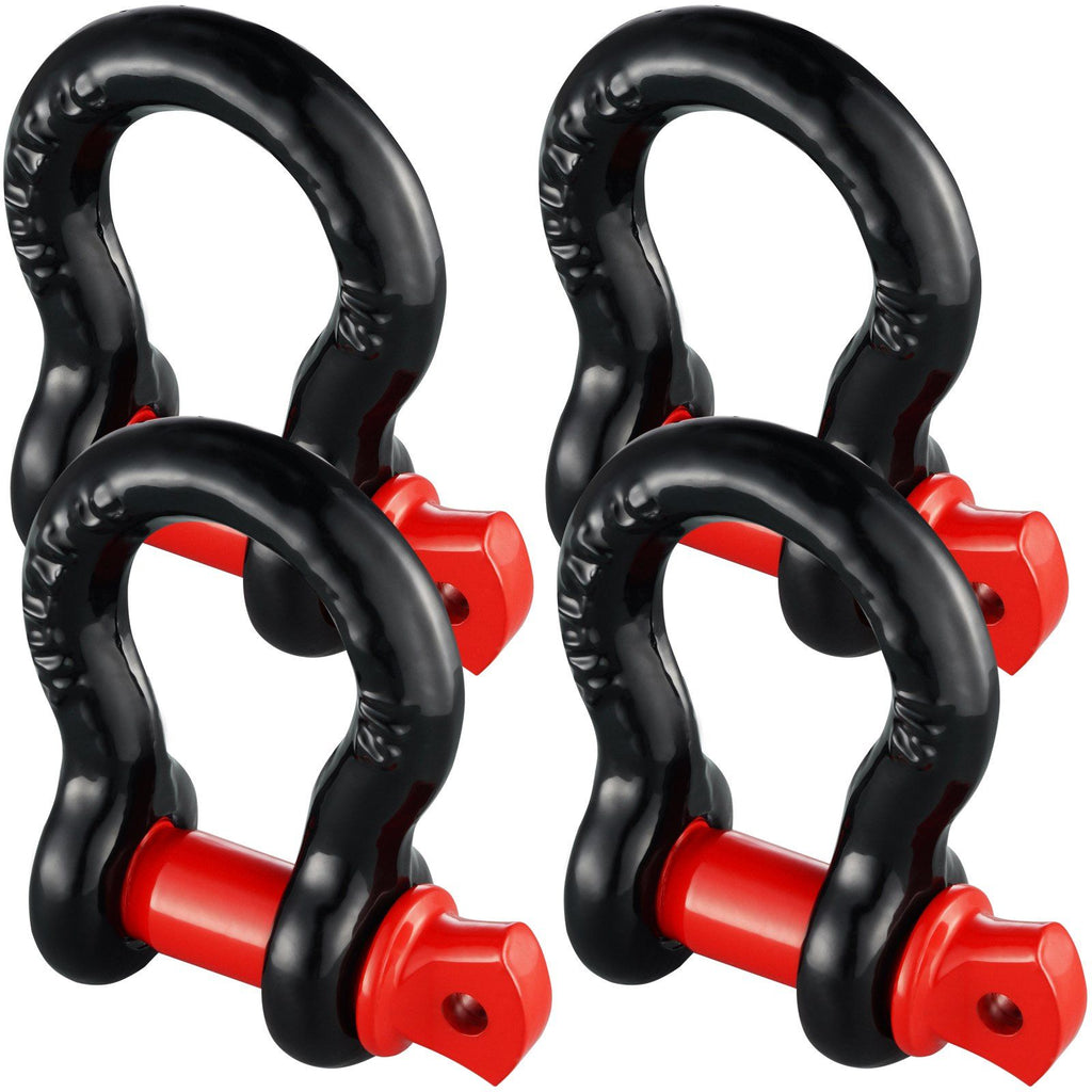1/2" D-Ring Shackle, 4 Pack Alloy Steel Shackles 17637 lbs (8 Ton) Break Strength with 5/8" Screw Pin, Heavy Duty Off Road Vehicle Recovery Shackle, Towing Accessories for Jeep Truck, Black