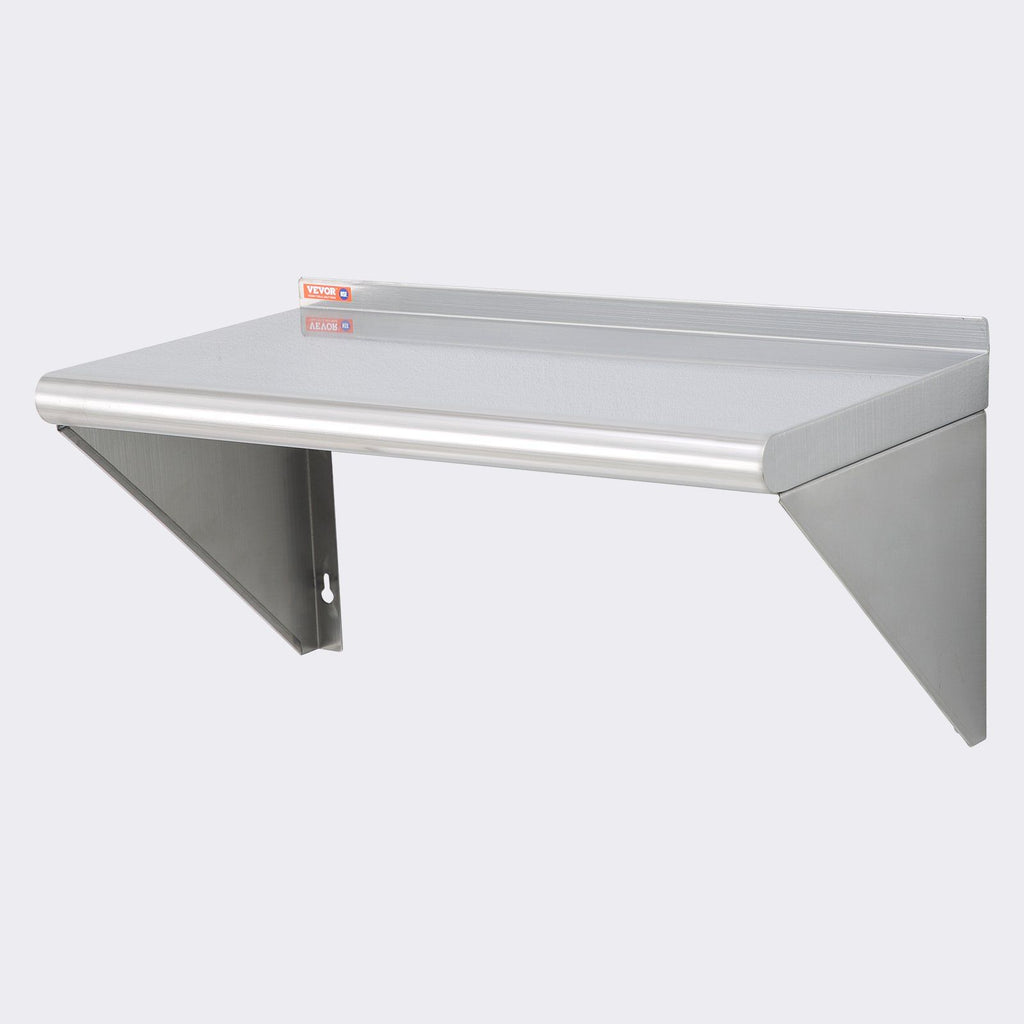 12" x 24" Stainless Steel Shelf, Wall Mounted Floating Shelving with Brackets, 230 lbs Load Capacity Commercial Shelves, Heavy Duty Storage Rack for Restaurant, Kitchen, Bar, Home, and Hotel